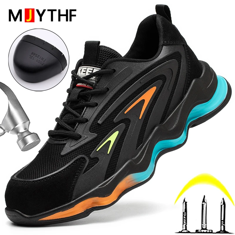 

Sport Safety Shoes Men New Designer Work Shoes Anti-smash Anti-puncture Indestructible Shoes Fashion Work Sneakers Steel Toe