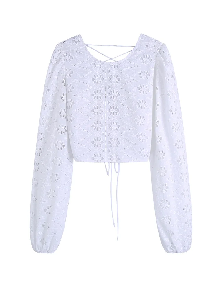 

MESTTRAF пикантный дизайн 2022, женские блузки с вышивкой в стиле ретро, с длинным рукавом, с застежкой сзади, женские рубашки, блузы, шикарные топы