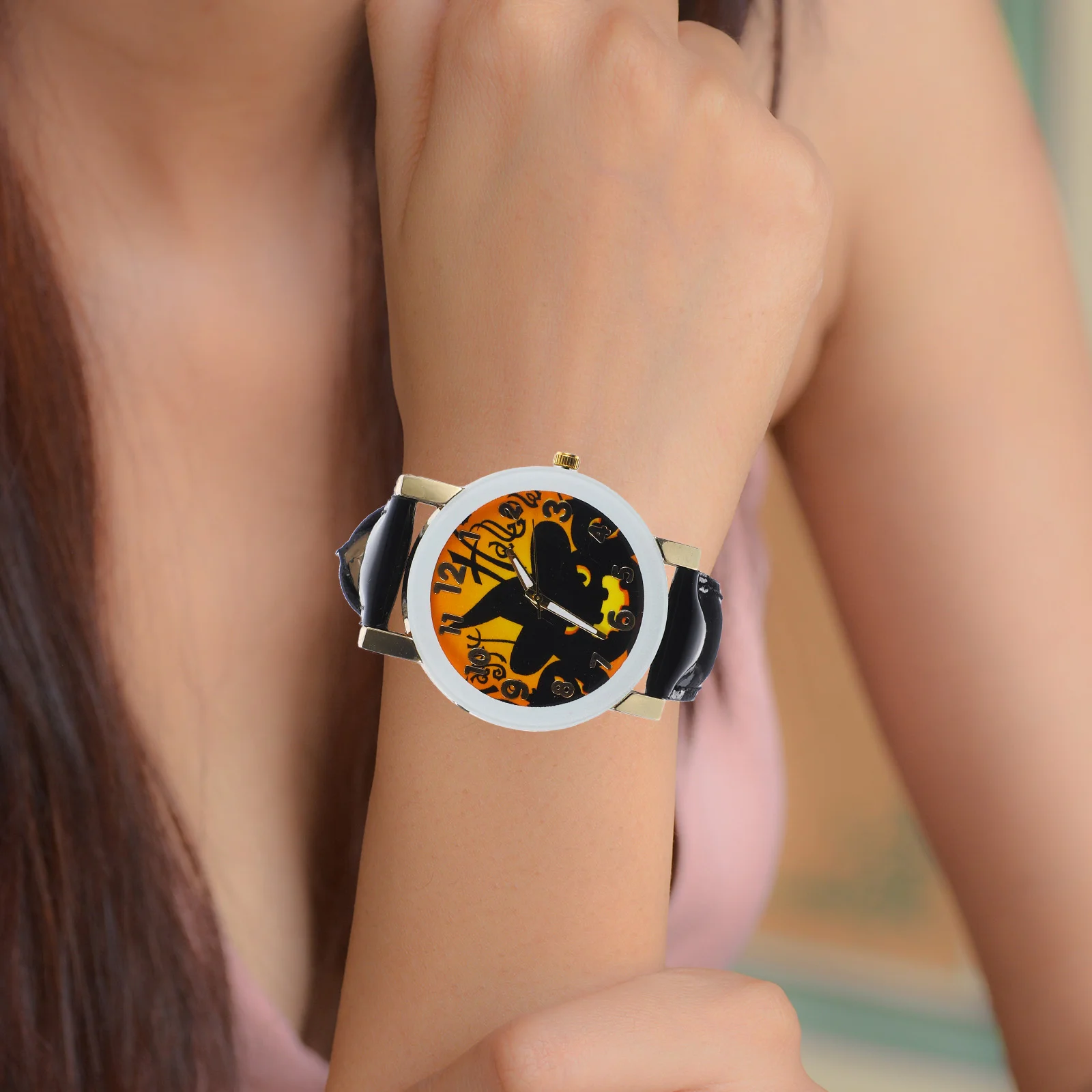 Уникальные часы на Хэллоуин калибровка кварцевые мужские и женские повседневные