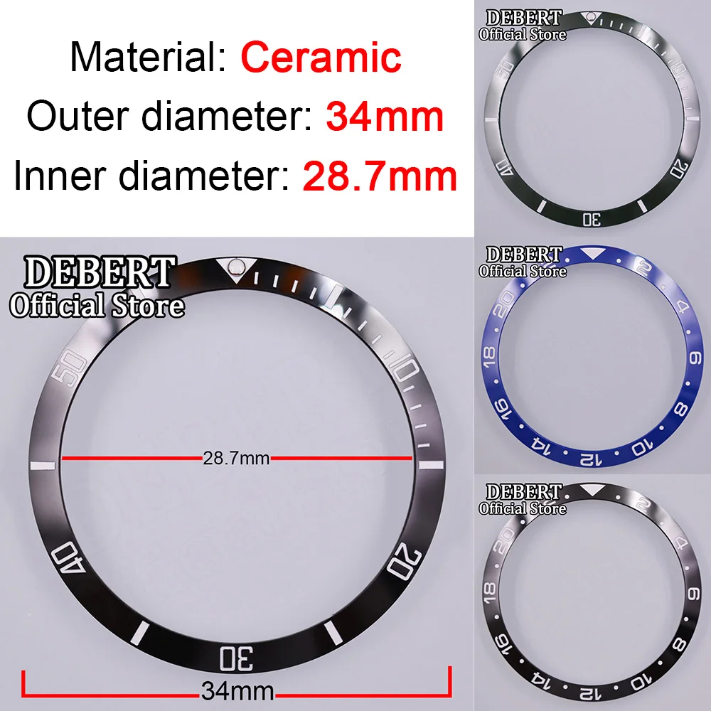 34 мм * 28 8 керамический ободок для часов подходит 36 автоматические запасные части