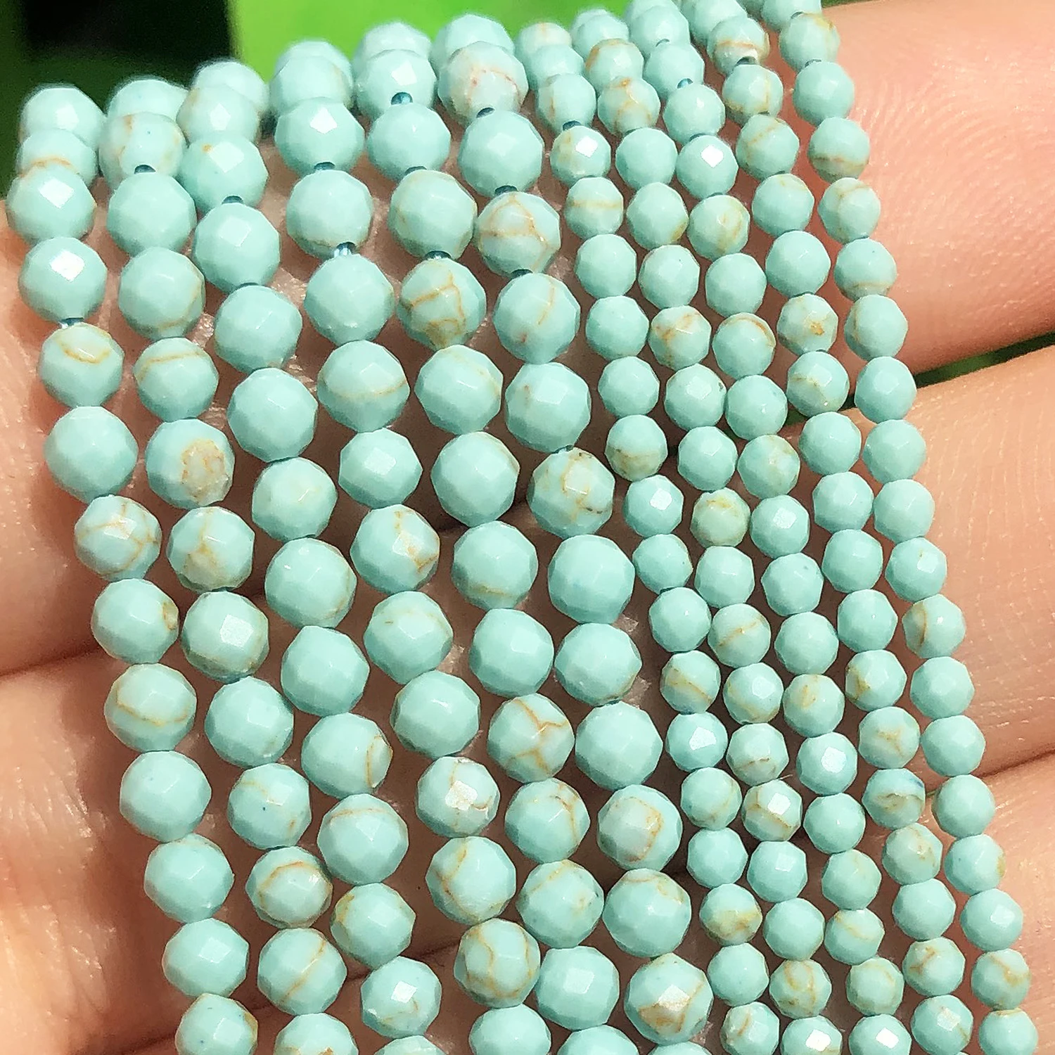 

2 3mm Green Turquoises Small Waist Stone Beads Natural Faceted Loose Beads for Jewelry Making Diy Bracelet Earrings Necklace