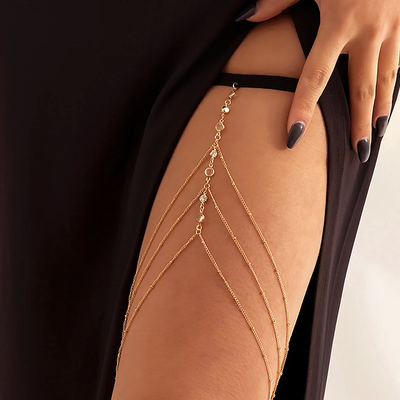 New Bohemian Thigh Chain Simple Star Body Chains for Women Double-layer Metal Bodychain Fashion