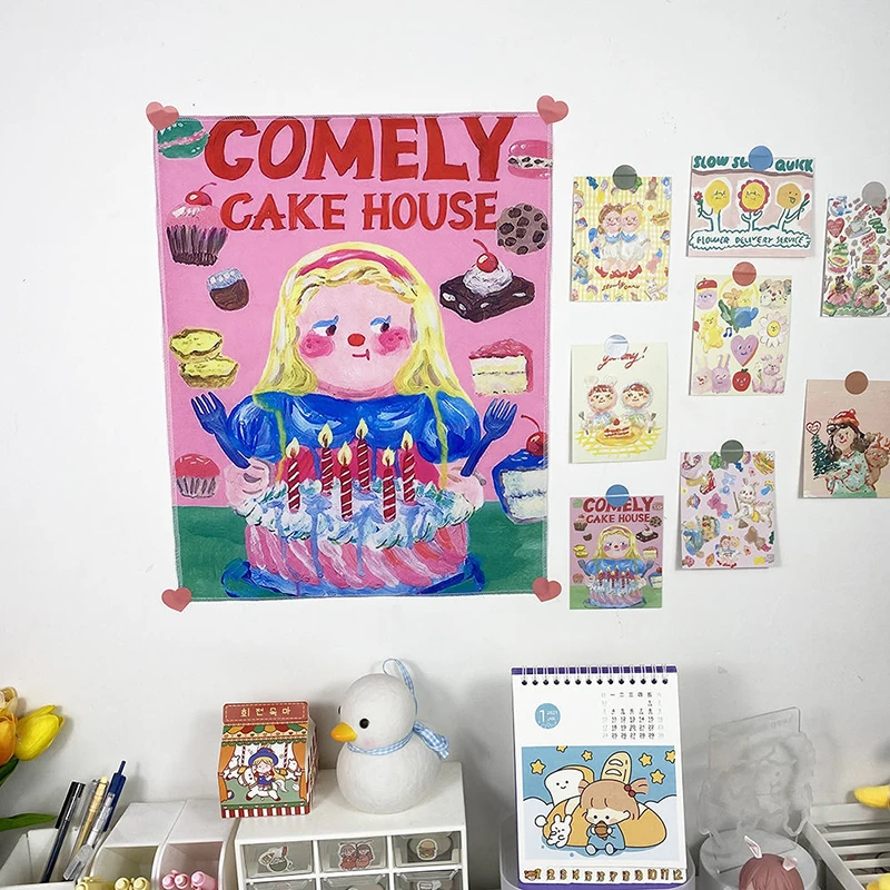 Гобелен Ins в стиле аниме с милым медведем настенный тканевый фон для спальни и