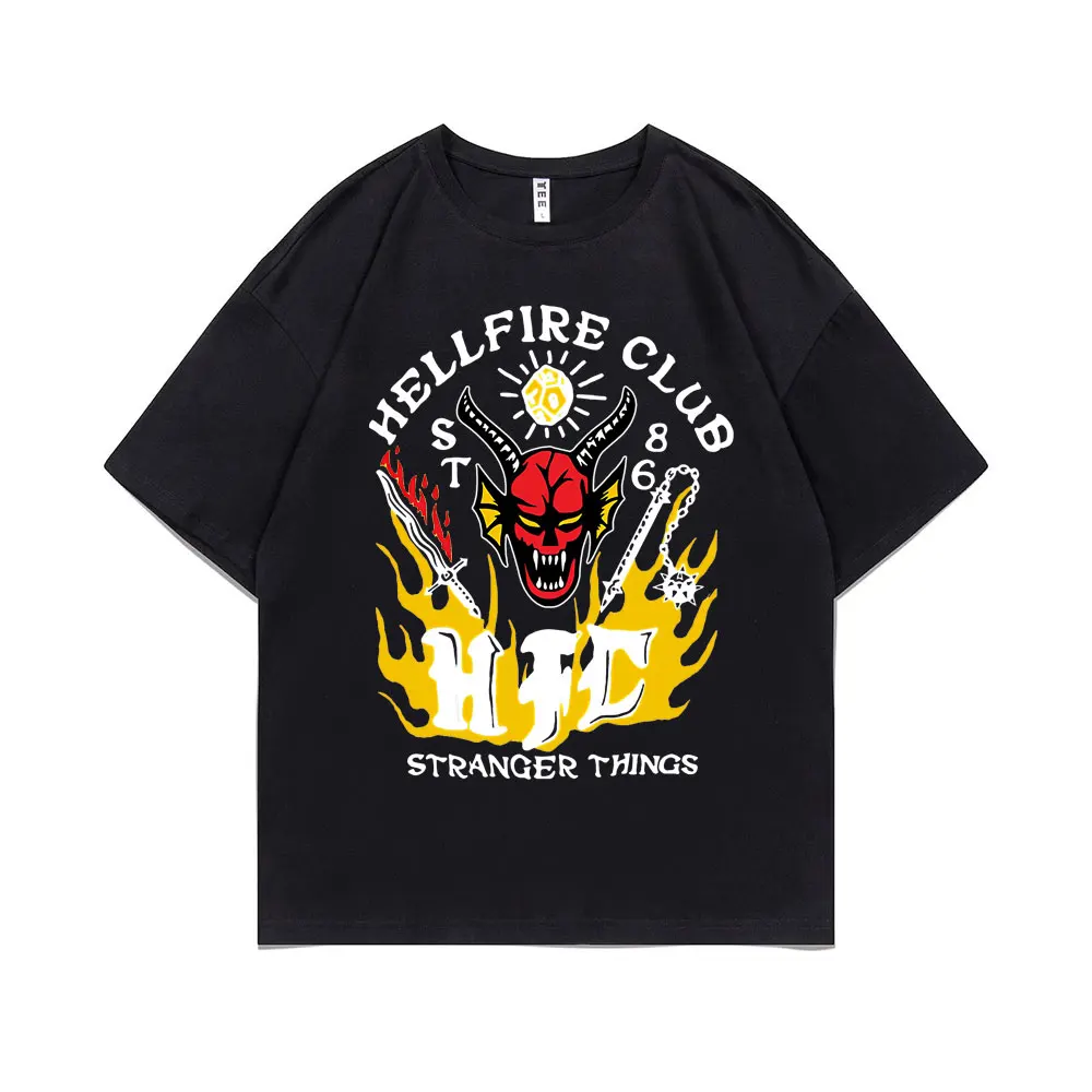 

Funny New Stranger Things 4 T Shirt Men Women Art Aesthetic Graphic Hellfire Club T-shirt Oversized Hawkins High School Tshirt