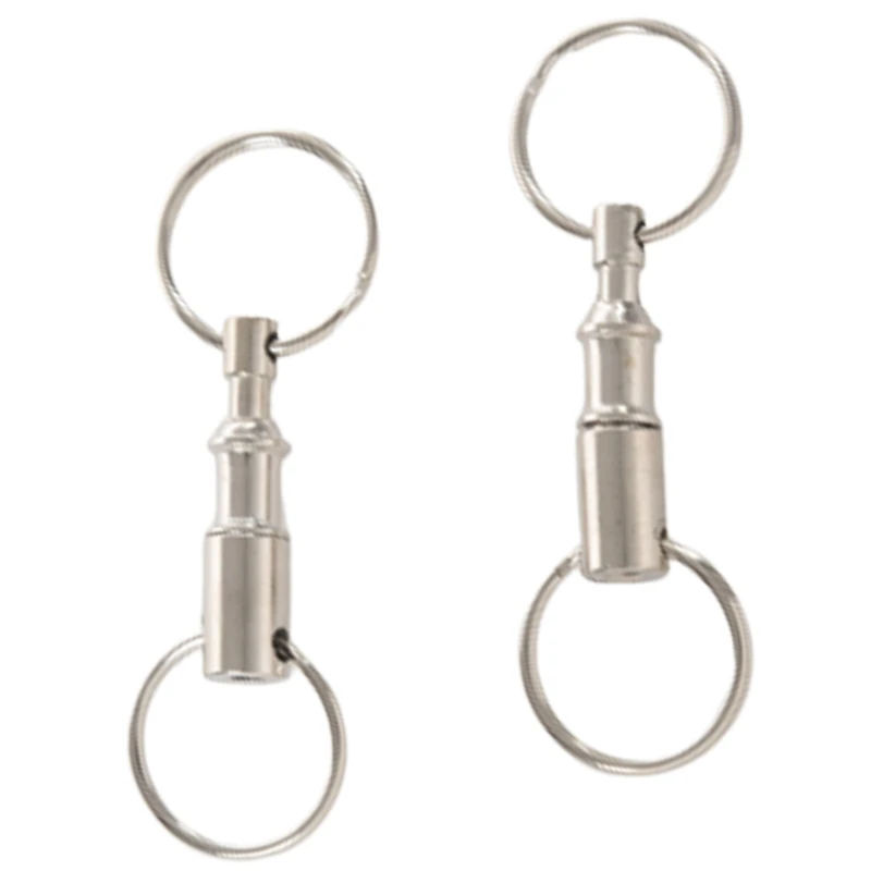 

2 Pieces Removable Double Keychains Iron Nickel Double Detachable Keychain Double Keychain Rotating Ring Keychain