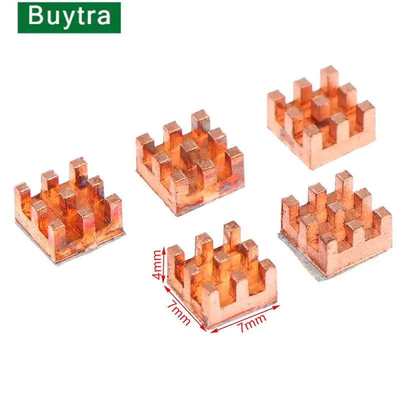 

5Pcs Pure Copper Mini Heat Sink Memory RAM Adhesive Back Cooling For MOS IC Chipset Radiator Cooler Heatsink