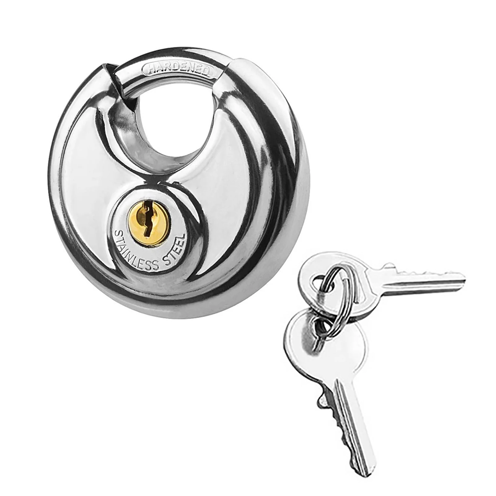 

Round Keyed Padlock Keyed Alike Disc Padlock Stainless Steel Lock With Keys High-Security Discus Lock For School Gym Storage