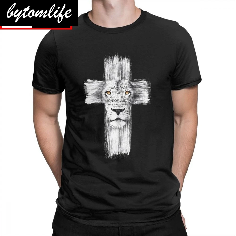 

Men's Cool Lion Of Judah Jesus T Shirt Men Funny Lion Tee Shirts Mans Casual Valentine's Tshirt Tops