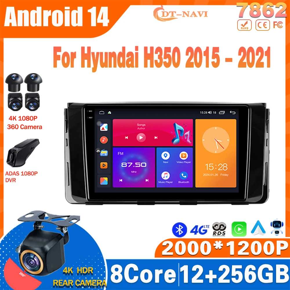 Автомобильный радиоприемник Android14 для Hyundai H350 2015-2021 Мультимиidia Видеоплеер