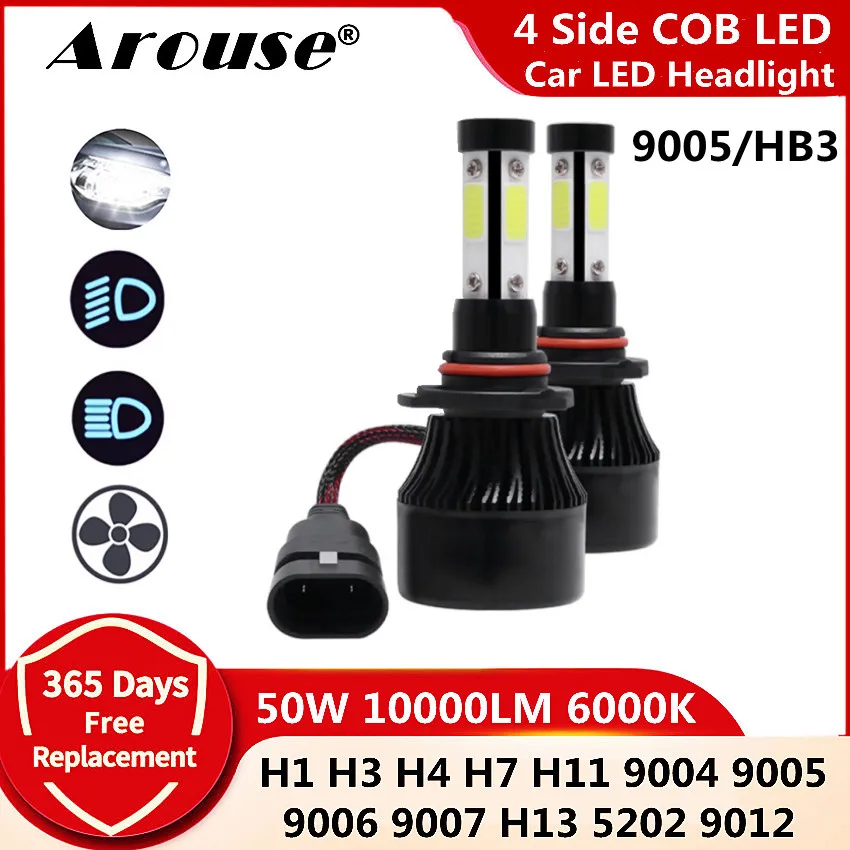 

X7B 9005 H11 H7 9006 Car LED Headlight Bulbs H4 Hi-Lo Beam 50W 10000LM 6000K HB3 HB4 Super Bright Auto Headlamp Fog Lights