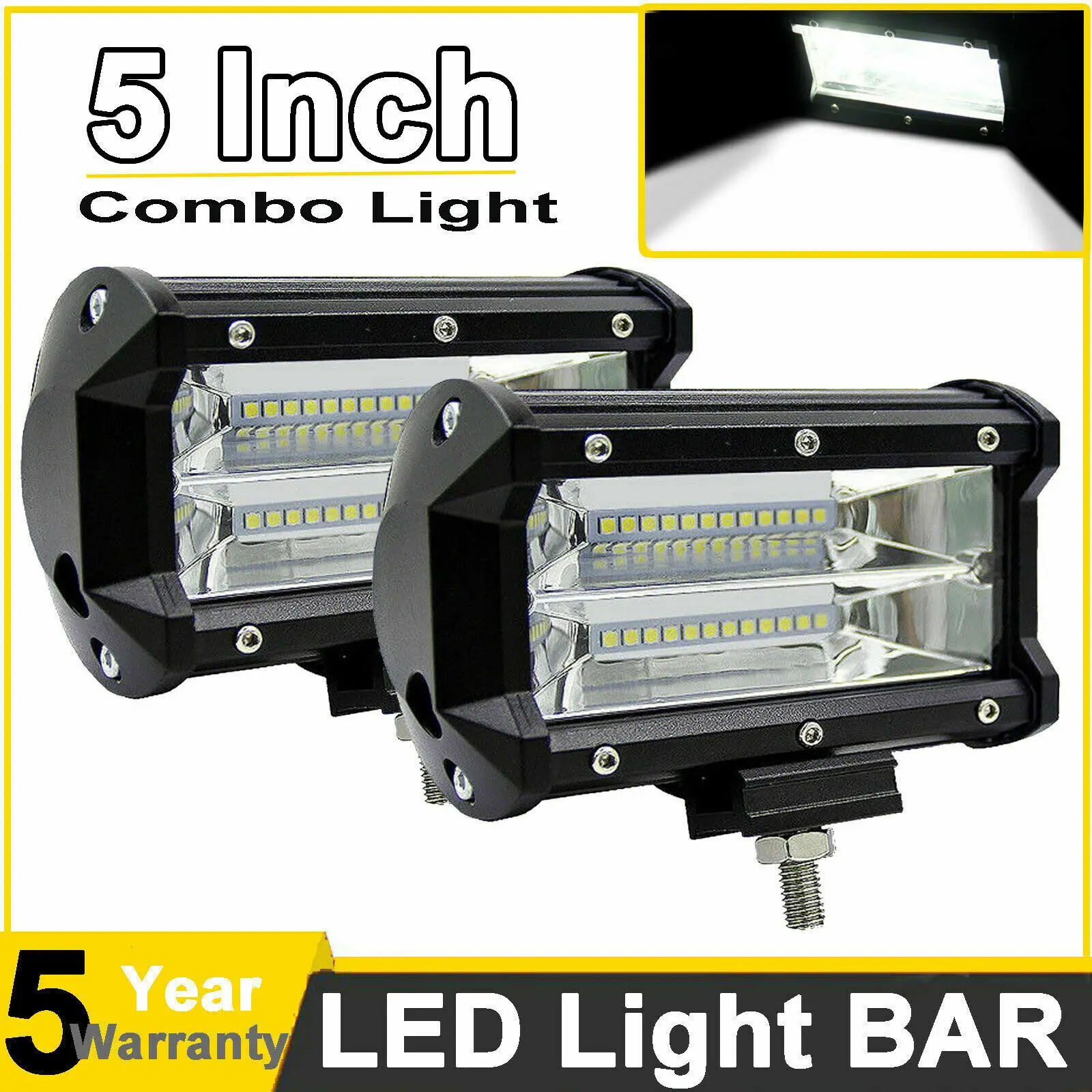 

EURS 75W 5 Inch Running Lights For Coff Road LED Headlight Double Rlong Strip Off-Road Roof Spotlight For Headlamp Working Lamp