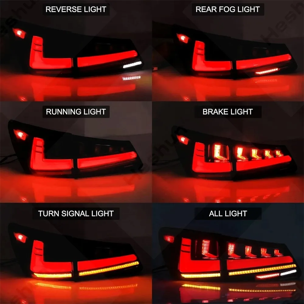 Фото Задние фонари LED для Lexus IS250 IS350 IS220d Sedan ISF 2006-2013, комплект задних фонарей с динамическим сигналом поворота и функцией DRL, E-mark №3