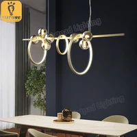 nordic dining table chandeliers glass bubble long pendant light indoor home decor hanging lighting gold led ring lamp