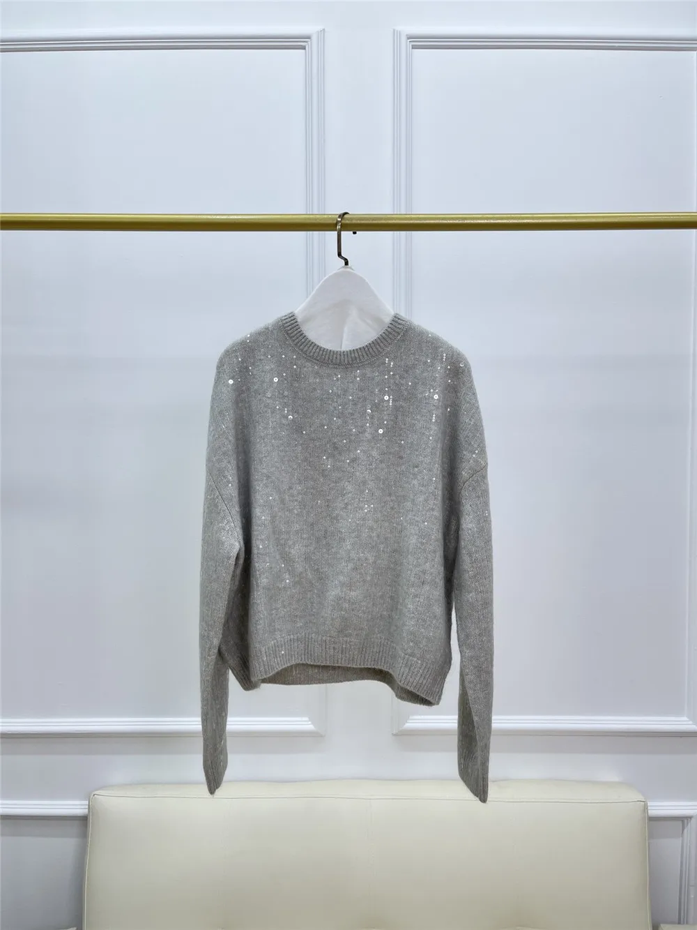 Женский пуловер из смесовой шерсти мохера с блестками повседневный свободный