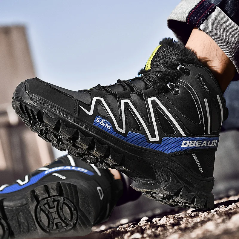 High Quality Winter Hiking Shoes Men Snow Boots Outdoor Travel Warm Plush Lined Waterproof Combat Boots Hiking Ankle Boots