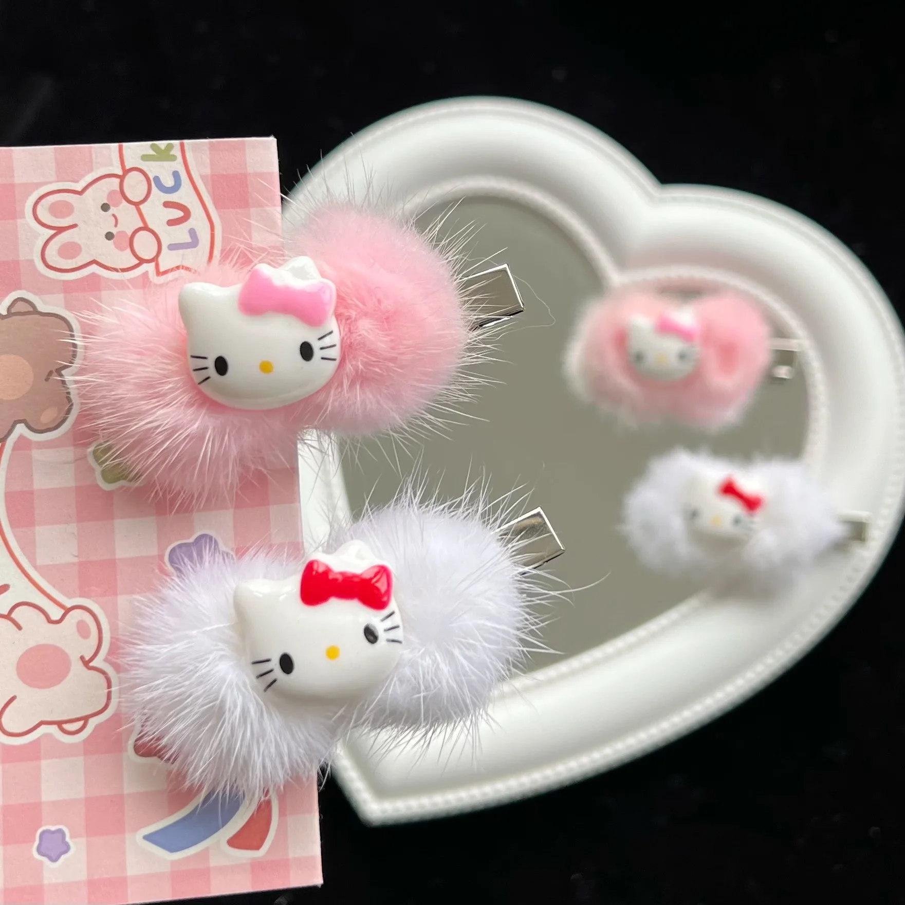 Cute Anime Kawaii Hello Kitty Japanese Plush Hair Clip Soft Cute Girl Cartoon Edge Clip Bang Hair Accessories Bathing Supplies