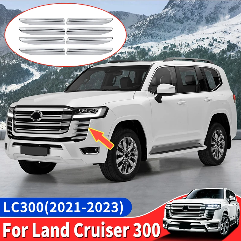 Хромированный глянцевый бампер для передней решетки радиатора Toyota Land Cruiser 300 Lc300