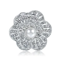 tulx rhinestone flower brooches for women pearl brooch corsage pin weddings banquet clothing accessories jewelry gifts