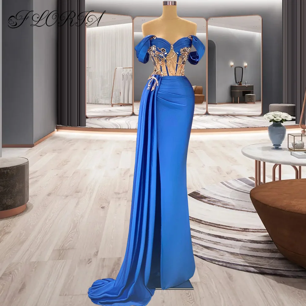 

Женское вечернее платье с открытой спиной, голубое атласное Плиссированное Платье для торжества, 2022