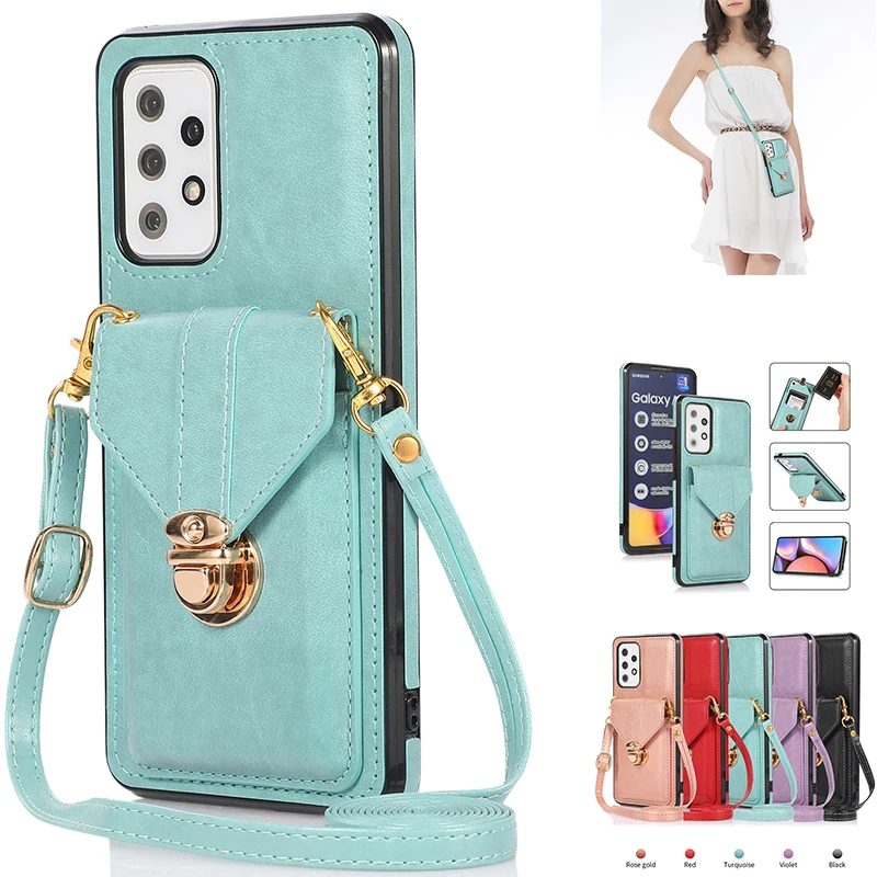 

Fashion Crossbody Wallet Leather Case for Samsung S10 S20 FE S21 Plus S22 Ultra Galaxy A12 A22 A31 A32 A52 A72 A51 A71 Note20