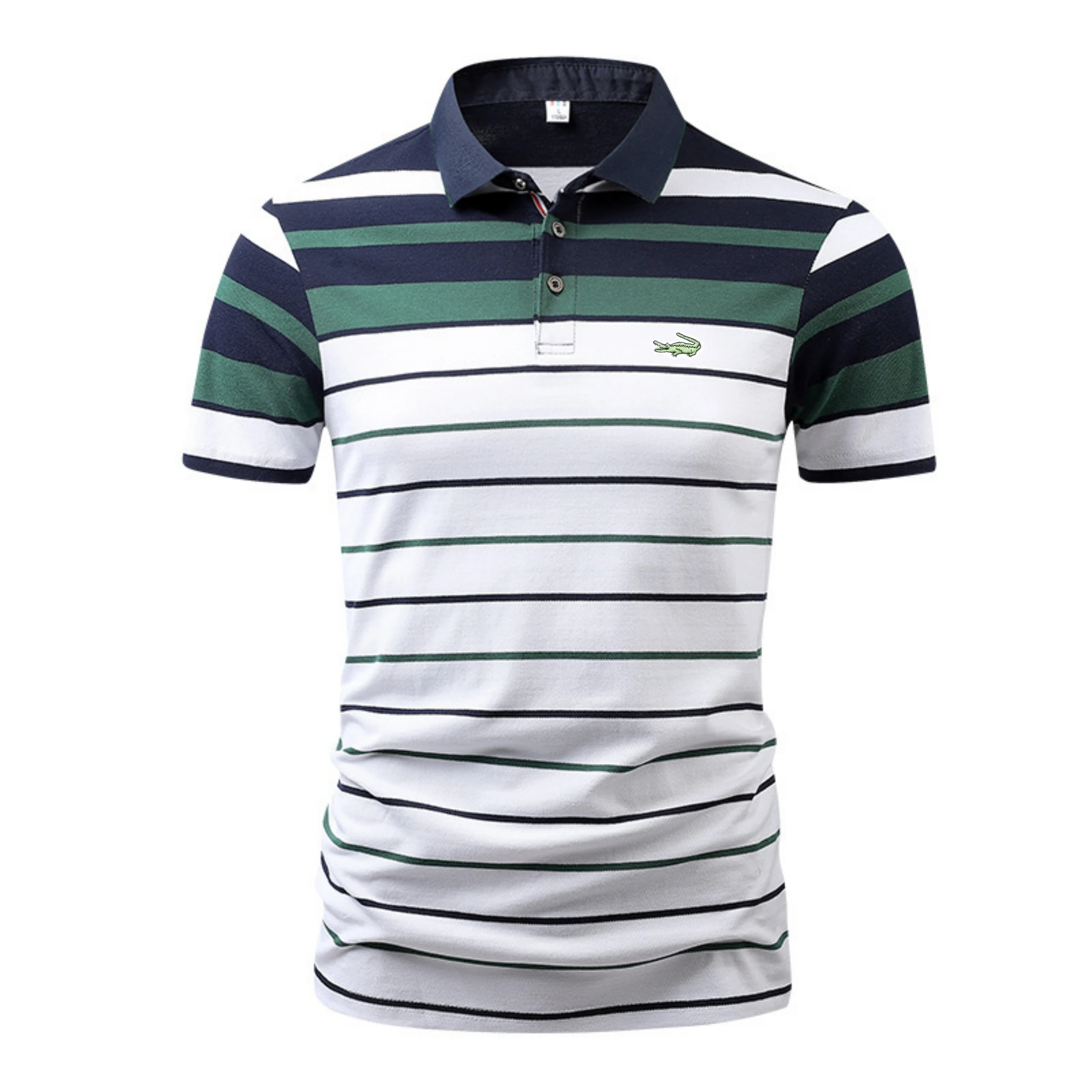 

2023 New Polo Shirt Men's Summer Short Sleeve Polo Shirt Fashion Stripe Top Casual Bottom Shirt Versatile Men's Top Clothes