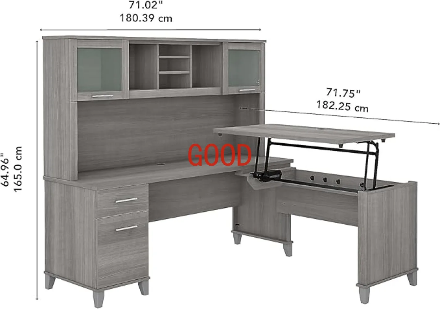 72 Вт 3-позиционный стол L-образной формы для сидения и стойки с ящиком платиновый