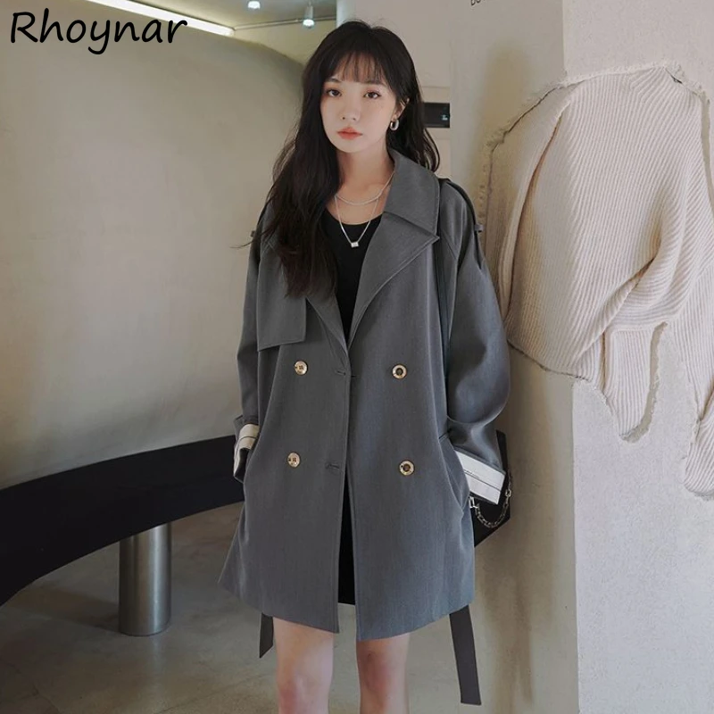 

Trenches Women Autumn Newly Popular Temperament Patchwork Stylish Epaulet British Streetwear Y2k Office Ladies All-match Mujer