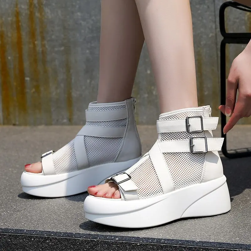

Solid Color Clogs Wedge High Heel Sandal for Women Med Female Shoe Muffins Shoe Increasing Height Espadrilles Platform 2022