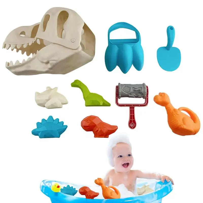 

Летние пляжные игрушки для детей, 9 шт., набор песка, Пляжная игра, игрушка для детей, динозавр, блестящие лопаты, гаджеты для песка, инструменты для водных игр