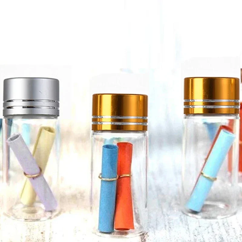 10Pcs Empty 5ml-25ml Mini Aluminum Cap Clear Glass Bottles Wishing Bottle Gravel Vial Sample Container For Wedding Party Gift