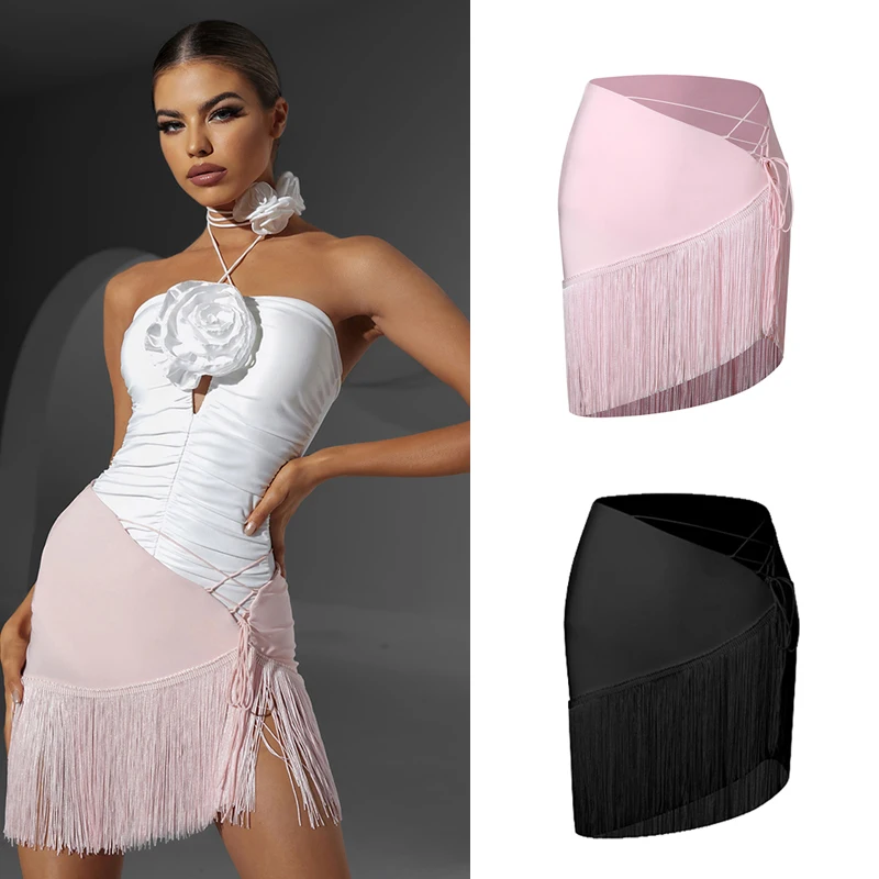 

Tassel Latin Dance Skirt Women Sexy Cha Cha Rumba Samba Dance Costume Designer Dance Clothes Adult Fringe Skirt Black DNV17804