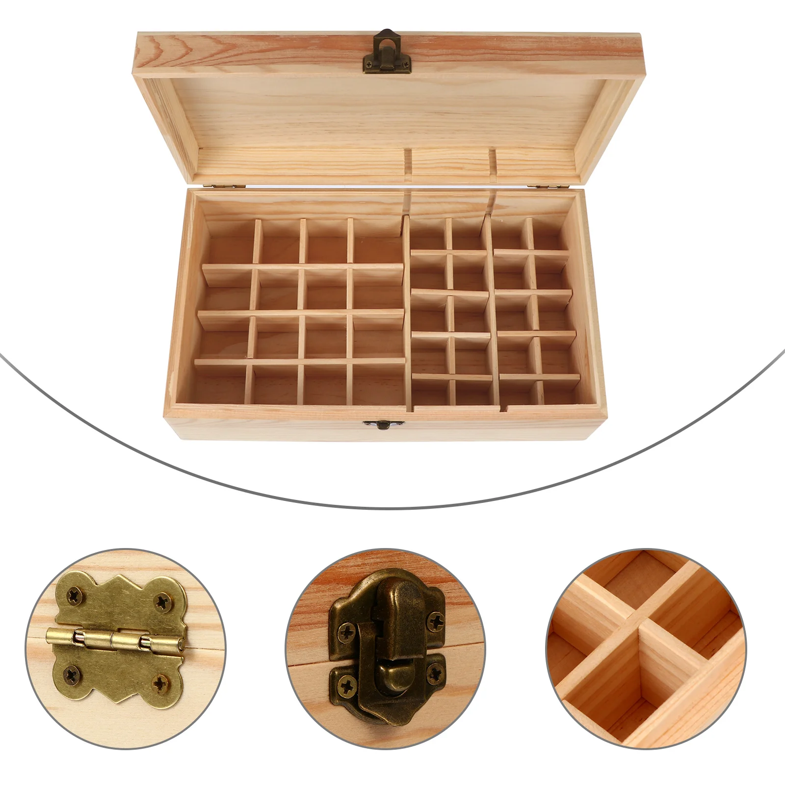 

36 Slots Wooden Storage Grid Essential Oil Box Display Rack Bottle Container Aromatherapy Bottles Case Carrying Organizer