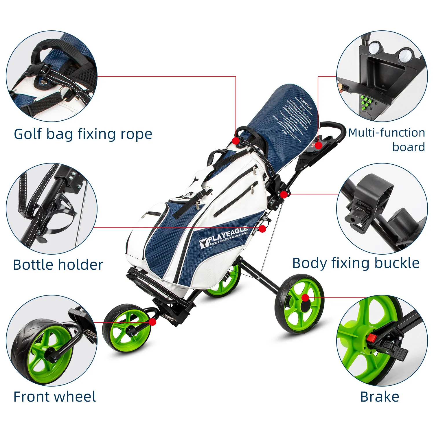 PLAYEAGLE аксессуары для гольфа светильник вес складываемая 3 Фотосумка тянущаяся