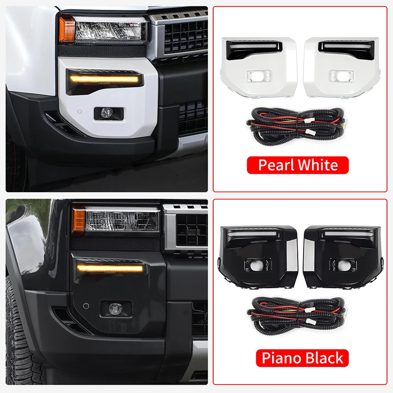 Фото Для Toyota 2024 2025 Land Cruiser Prado 250 LC250 Детали для тюнинга автомобиля Светодиодные дневные ходовые огни Передний бампер DRL с указателем поворота №2