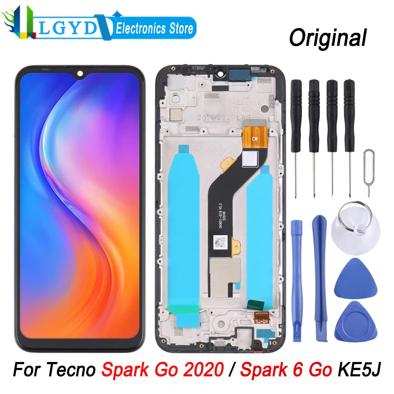 

Оригинальный ЖК-экран и дигитайзер в сборе с рамкой для Tecno Spark Go 2020 / Spark 6 Go KE5J