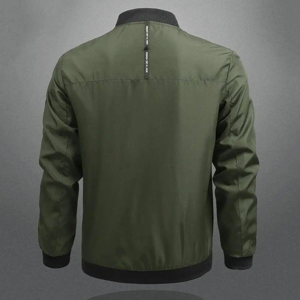 

Men Outdoor Jacket Versatile Men's Stand Collar Cardigan Stylish Zipper Closure Soft Breathable Spring/fall Jacket with Pockets