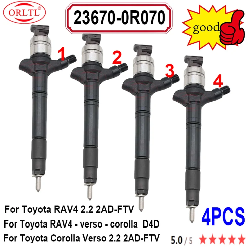 Топливный инжектор для дизельного двигателя 23670-0R070 23670 0R070 236700R070 Toyota Corolla Verso/RAV4 2