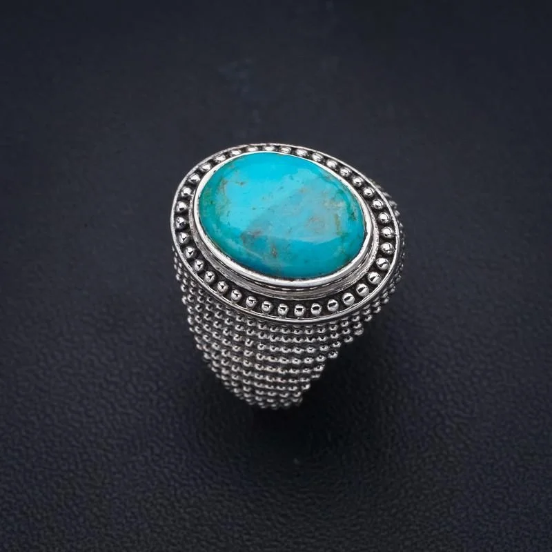 

StarGems Turquoise Handmade 925 Sterling Silver Ring 6 F2337