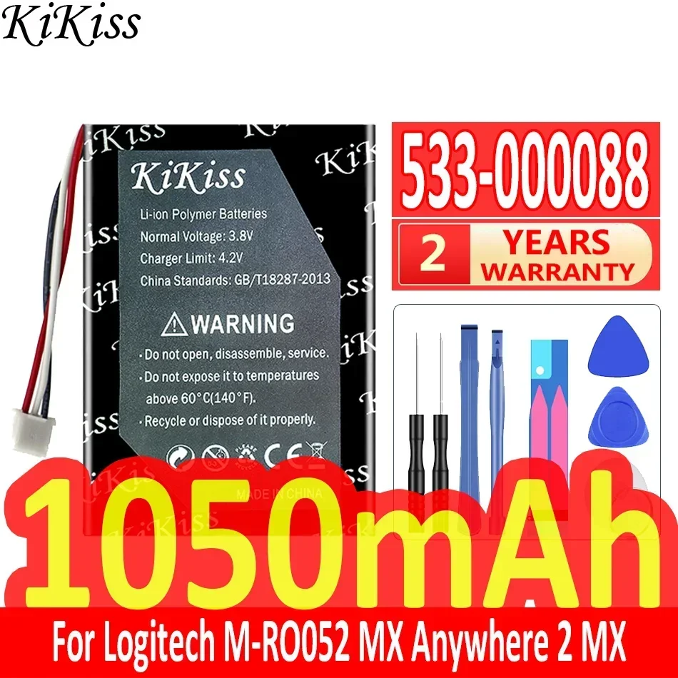 Мощный аккумулятор KiKiss емкостью 1050 мАч 533- 000088 Для Logitech M-RO052 MX Anywhere 2 сенсорная
