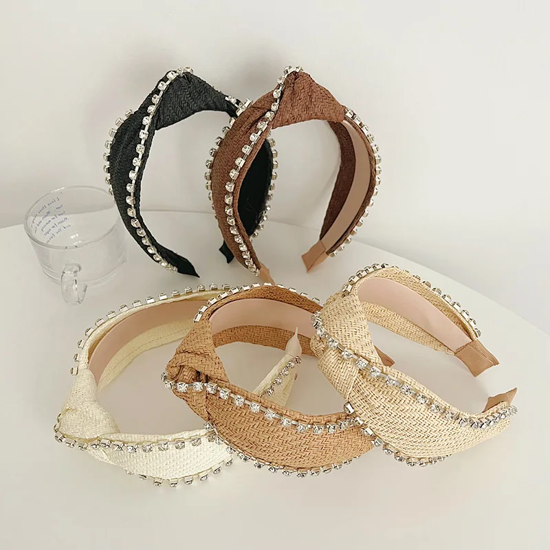 

Повязки на голову для женщин, соломенные повязки для волос в богемном стиле, широкие повязки для волос, праздничные головные уборы для девоч...