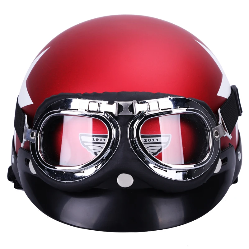 

Synthetic Leather Vintage Motorcycle Motorbike Vespa Open Face Half Motor Scooter Helmets Visor Goggle High Quality Dropshipping