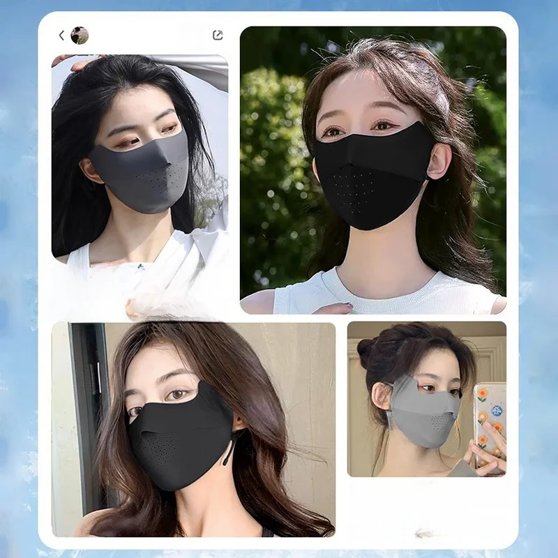 Красивая бесшовная солнцезащитная маска из ледяного шелка женская защита от