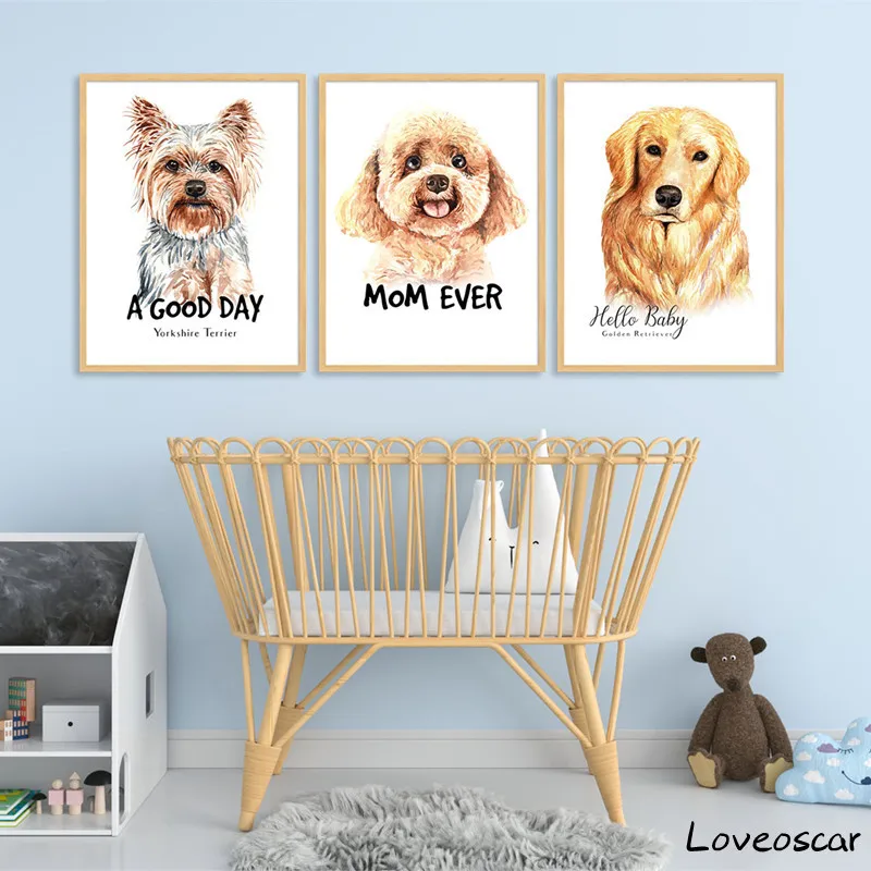 

Lovely Cute Animal Pet Dog Doggie Anime On Wall Poster Wallpaper Home Decor Painting For Living Room Kawaii Kids Baby Bedroom