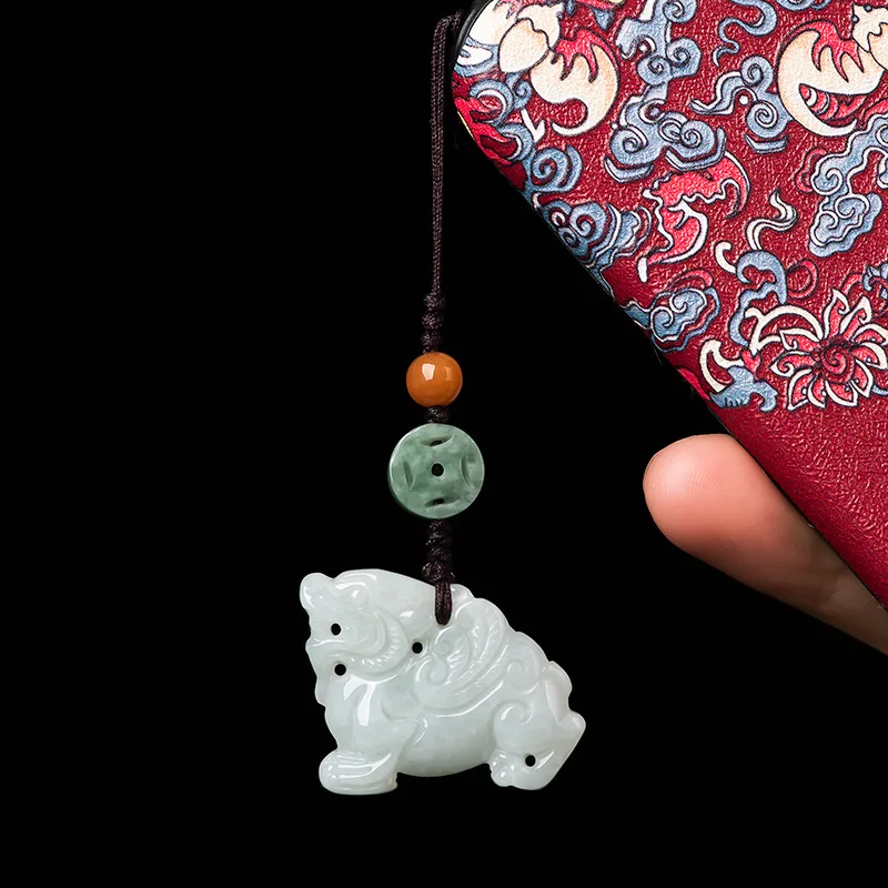 

Бирманский нефритовый модный держатель для ключей из нефрита, подвеска для телефона, Индивидуальная сумка, очаровательный натуральный ремешок, белый подарок