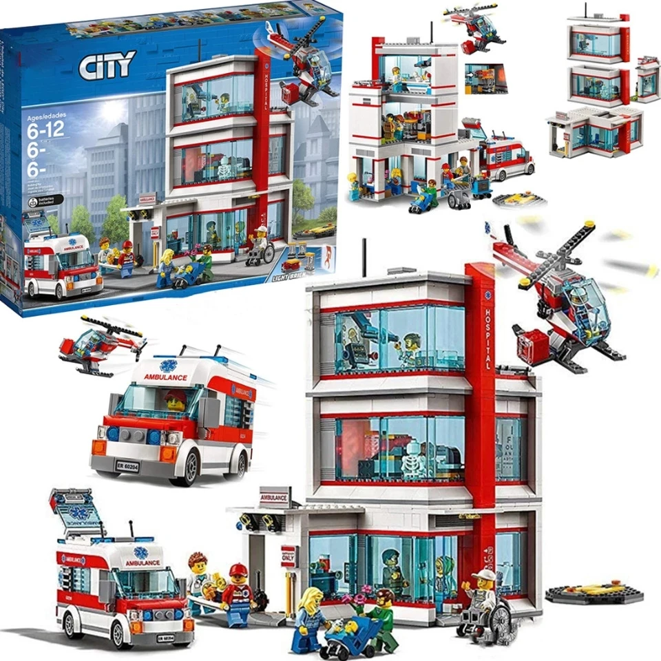 

City Fire Station Model Building Blocks Car Helicopter Construction Firefighter Man Truck Enlighten Bricks Toys For Children Kid