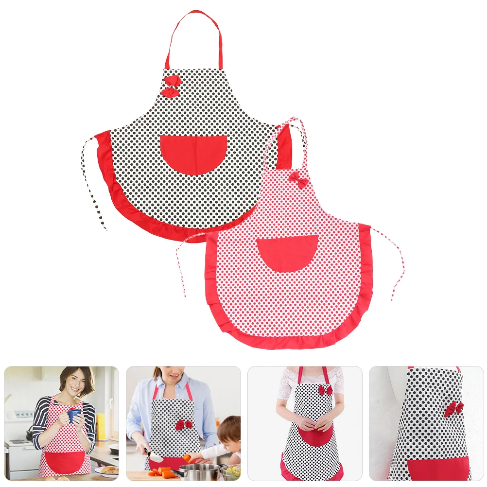 

2pcs Kitchen Aprons Women Girls Aprons with Pocket Chef Apron Home Baking Apron