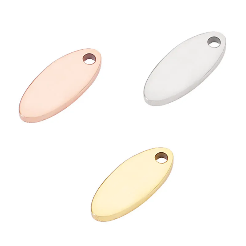 

WZNB 5Pcs Charms For Engraving Jewelry Making Stainless Steel Oval Tags Pendant Diy Bracelet Necklace Accessories Supplies