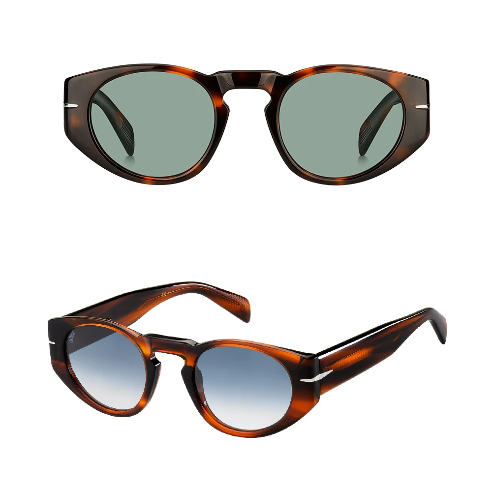 

2023 New Beckham Style Retro Acetate Oval-frame Sculptural Shape Sunglasses Outdoor Sun Glasses DB7033