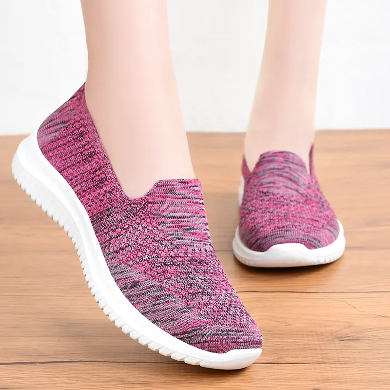 

2023 Hot Sale Women's Flat Shoes Summer Mesh Breathable Casual Flats Sneakers Ladies Knitting Shallow Comfort Walking Shoes