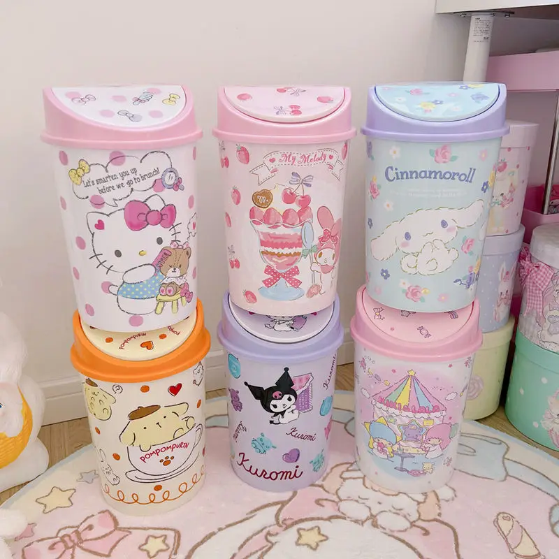 

Sanrio Kawaii Anime Hello Kitty Cinnamoroll Girly Heart Kuromi Cute Cartoon My Melody Household Garbage Cans Toys for Girls